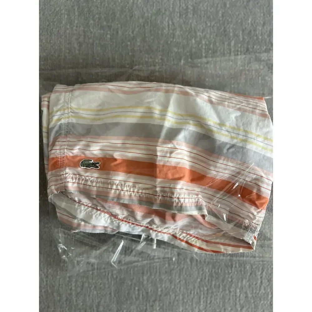 Lacoste Men’s Strip Swim Trunks Shorts Board L Made In France Sailing Club